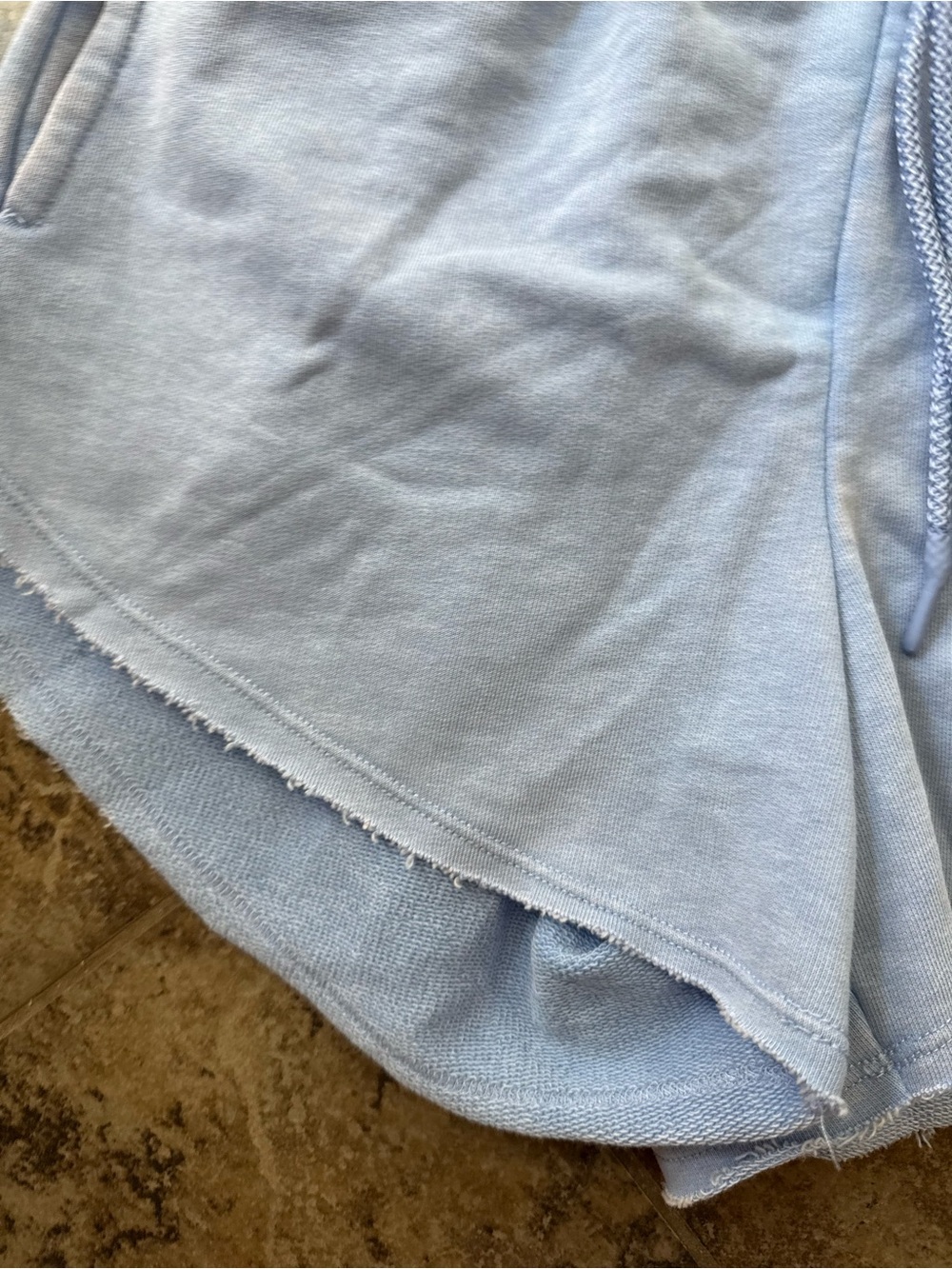 🥒Women's Blue acid wash Drawstring Lounge Shorts - Picture 3 of 7